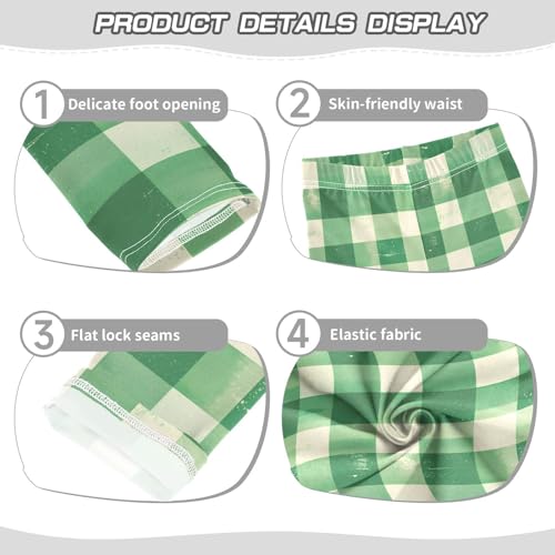KLL Buffalo Plaid Green Toddler Girl Basic Leggings Stretch Full Length Dance Pants Running3