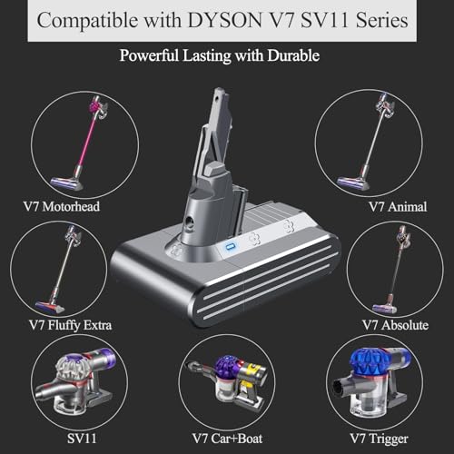 Premium 21.6V V7 Battery Replacement for Dyson V7 Battery Replacement SV11 Motorhead Animal Trigger Car+Boat Fluffy Allergy Cordless Vacuum Cleaners