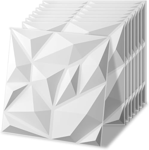 Image of Art3d 100 Pack Decorative 3D Wall Panels, 19 Sq.Feet PVC Interior Wall Decor, 11.8 inchx11.8 inch, White