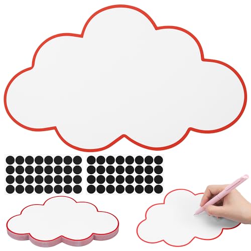 60x Moderationskarten Set - Wolken Moderationskarten mit 60 Selbstklebende Klettband, Präsentationskarten Moderationsset als Seminar Zubehör für Moderationskoffer Präsentation und Vortrag