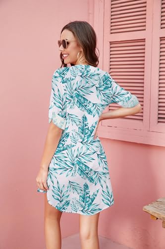 Image of Ekouaer Bathing Suit Cover Up for Women V Neck Button Down Swimsuit Coverup Beach Dress Shirt S-3XL