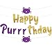 Happy Purrrthday Glitter Banner â€“ Cat Birthday Banner and Decorations â€“ Funny Kitten Birthday Party Supplies and Gifts