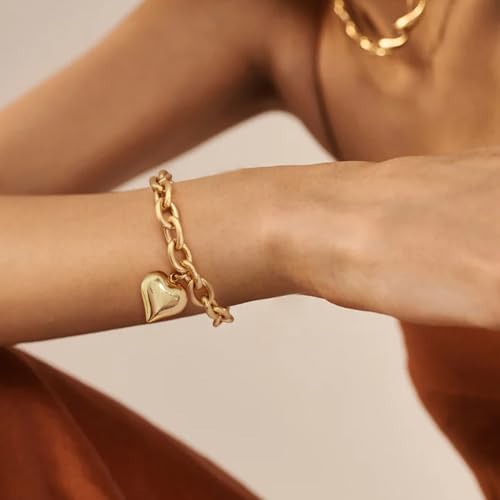 Pearl Bracelets For Women Gold Plated Chain Link Bracelets Bow Heart Charm Bracelets2