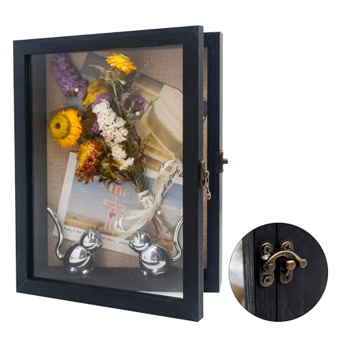 Hodeframe Small Wall Mounted Shadow Box Frame 8x10 with Real Glass,Black