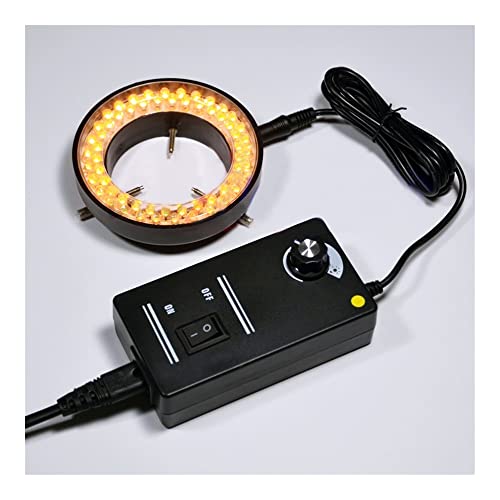 顕微鏡観察 60 LED リング ランプ イエロー ブルー ブルー グリーン レッド パープル 蛍光 ライト ズーム 実体顕微鏡 イルミネーション(Yellow)
