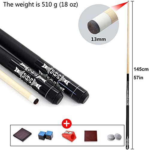 Taco de billar de 57 pulgadas con punta 13 mm y estuche miniatura 6