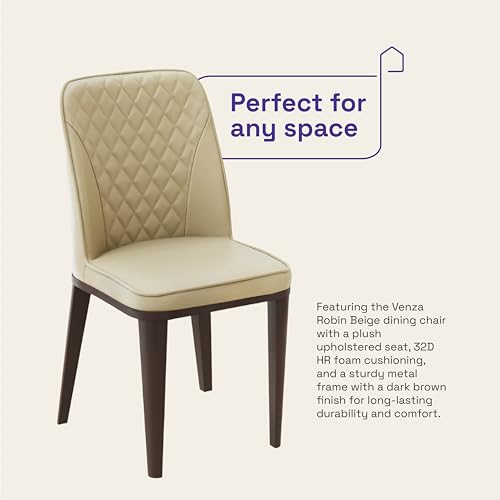 Image of Wakefit Venza Metal Dining Chair - Robin Beige