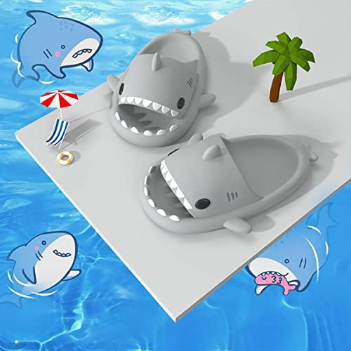 Unisex Shark Slides Pillow Thick-Soled Cute Cartoon Open Toe Sandals Lightweight Comfort Non-Slip Shower Beach Slippers4