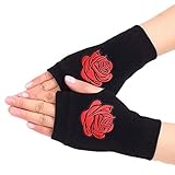 OPYTR Guantes de Invierno Lady Rhinestone Guantes sin Dedos Mujeres Hombres chispeados Chica Chica Negro Negro Medio Finger Computer Mitts Cálido A Prueba de Viento con Forro Grueso (Color : F)