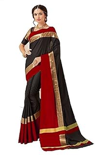 Indian Women's Cotton Silk Festive Saree with Blouse Piece