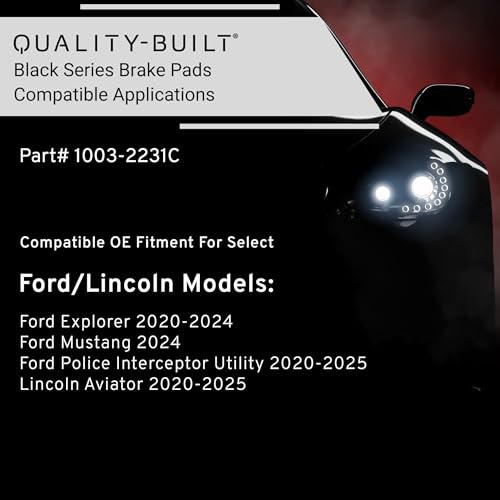 Image of QUALITY-BUILT Rear Ceramic Brake Pads, Black Series 1003-2231C, Compatible with 2020-2025 Ford /Lincoln (Aviator,Explorer,Mustang,Police Interceptor Utility)