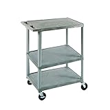 neoLab Rollwagen 3 Etagen mit 4 Lenkrollen, Lichte Höhe 30 cm, Gelb/Grau, 46 cm x 61 cm x 86 cm