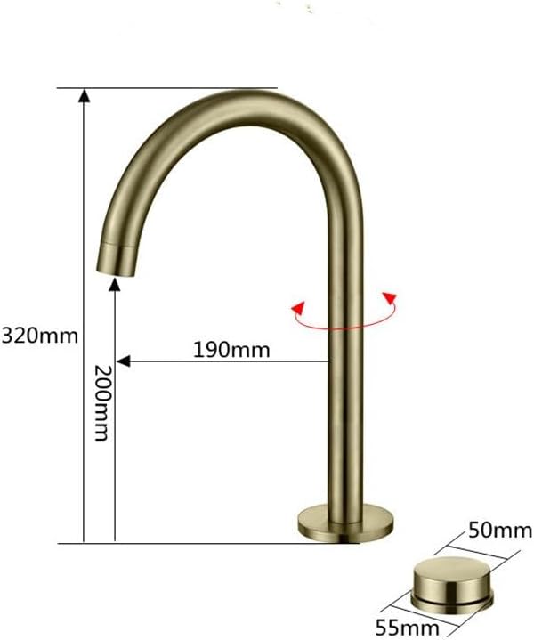 Black Basin Faucet Bathroom Widespread Brushed Gold Sink tap 360 Rotating Chrome Tap(Style 2 Black)