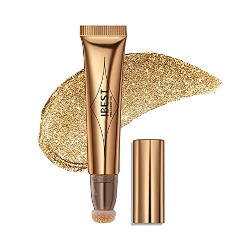 MAEPEOR Highlighter Beauty Wand Smooth Cream Liquid Face Illuminator Lightweight Blendable and Natural Shimmer Face Highlighter Bronzer Makeup with Cushion Applicator (6# Golden)