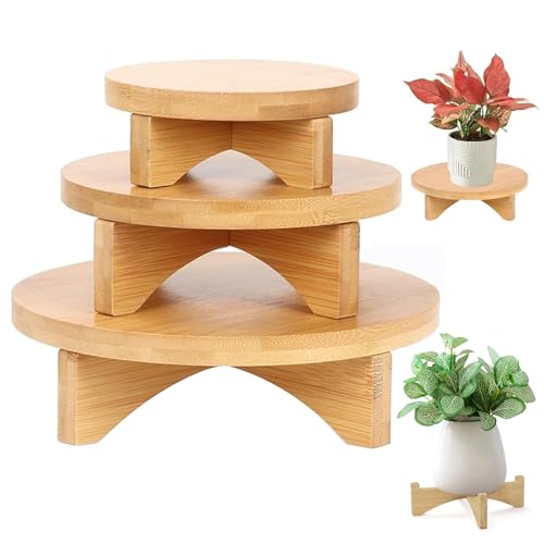 Mini tabouret rond en bois de qualité supérieure pour exposition de plantes intérieures