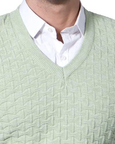 Image of Men Woolen V-Neck Solid Plain Design Sleeveless Pullover Heavy Rainbow Fabric Winter Wear Pure Wool Cardigan for Men Fully Warm Pullover Free Sizes