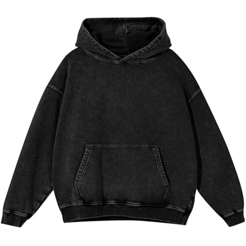 BINTEHGS Mens Oversized Hoodie Vintage Acid Wash Hoodie Baggy Cotton hooded Sweatshirts Unisex Distressed Pullover Streetwear
