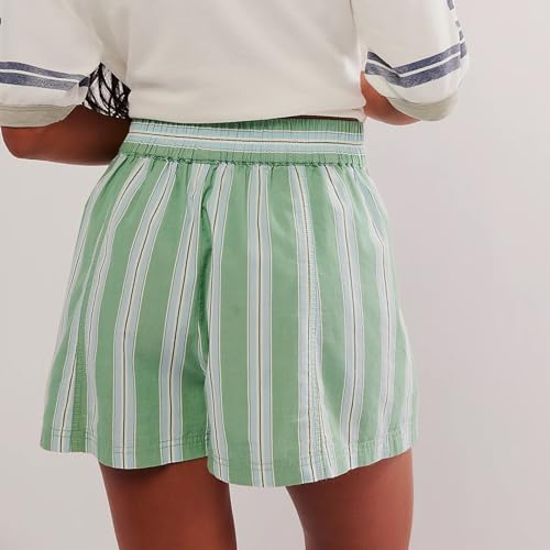 Image of Seyurigaoka Women Striped Boxer Shorts Y2k Pinstriped Lounge Shorts Button Front Pajama Bottoms 2024 Summer Going Out Shorts