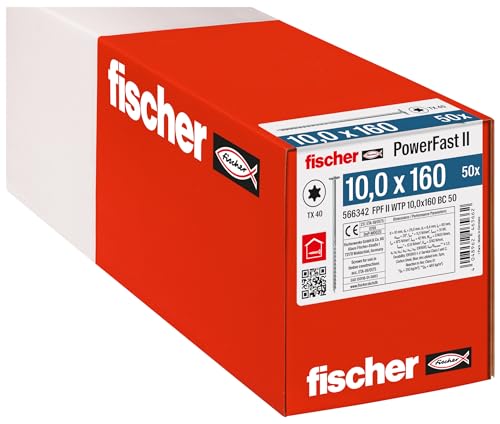 fischer 566342 WTP 10.0 x 160 Powerful Plate Head, Inner Star Socket and Partial Thread