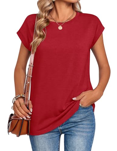 Image of Zeagoo Womens Tops Summer Casual Cap Sleeve Tshirts Shirts Business Dressy Spring Fashion Outfits Trendy Clothes