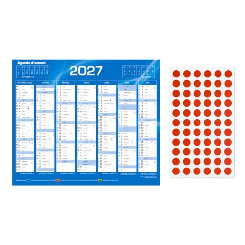 Calendrier Banque Bleu 18x13,5 cm rigide 2027 + pastilles repère