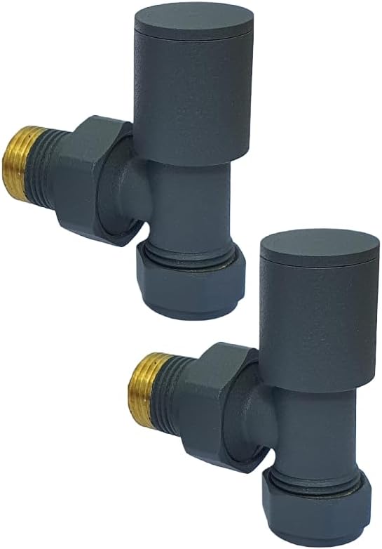 Anthracite Angled Towel Rail/Radiator valves Valves 1/2" /15mm