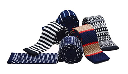 crazy(クレイジー)ネクタイ ニットネクタイ ビジネス 6cm 5color ストライプ フォーマル 使いやすい 柄 デザイン 結婚式 入学式 忘年会 行事 プレゼント 専門店 剣先6センチ 細身ネクタイ (5点セット)