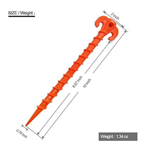 Estacas para Carpa Running Wapiti Forma de Tornillo Resistente 10 Pulgadas - Paquete de 8 Naranja miniatura 2