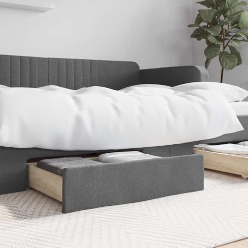 WSJHUHK Home-Beds & Accessories, cajones de almacenamiento de cama, 2 piezas, madera y tela de ingeniería gris oscuro