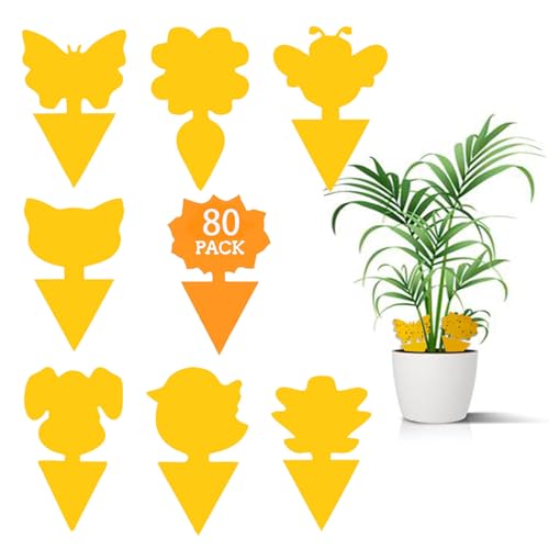 Gelbsticker- 80 Stück, Trauermücken Bekämpfen, Gelbe Klebefalle, Gelbtafeln für die Zimmerpflanzen Schädlingsbekämpfung, wasserdicht und ungiftig