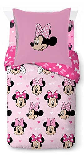 Disney Minnie Hearts & Love 100% Baumwolle 3-teiliges Bettwäsche-Set...