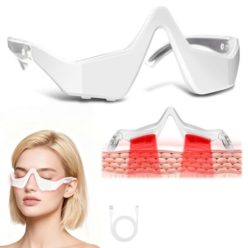 SINZONEu Rote Licht Therapie Brille Augenmassagegerät gegen Dunkle Ringe Augensäcke & Müdigkeit Wiederaufladbare LED Augenbrille mit 3 Modi Tragbare Augenpflege Geschenk