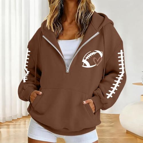 Game Day Crop Zip Up Hoodie Women Football Y2k Oversized Hooded Sweatshirt - image 3