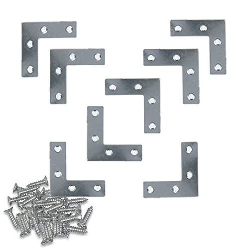 Invero Pack of 8 Metal Stainless Steel Flat Corner Braces 90 Degree Joint Right Angle L Shaped Bracket Joiner 2.5-Inch - Image 3