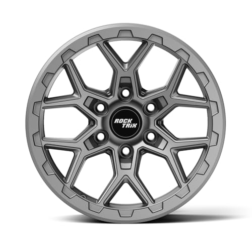 Image of RockTrix RT107 17x8.5 Wheel 6x5.5 Compatible with Toyota Tacoma, 17 Inch Matte Gunmetal Rim 6x139.7 +25mm Offset, 5.73 inch Backspacing, Also Fits 2002-2026 Toyota 4Runner, FJ Cruiser, 1999-2006 Tundra