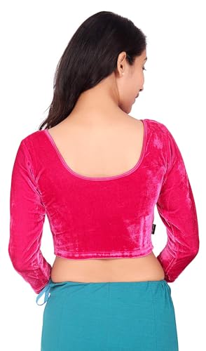 Image of Women's Solid Velvet Breathable 3 /4 Sleeve Round Neck Readymade Blouse (F K A 257111)