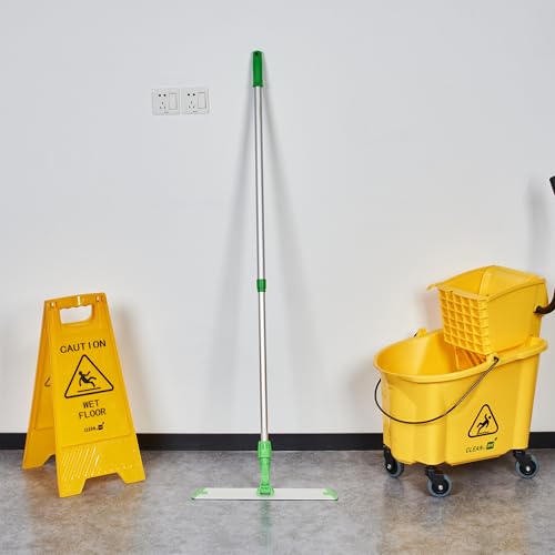 Image of Restaurantware-Clean Tek Professional 17.7 Inch Flat Mop Plate Frame, 1 Quick Connect Mop Frame for Wet Or Dry Pads - Pads Sold Separately, Durable, Green Aluminum Cleaning Pad Base