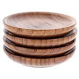 WEKADRIN 4 Stück Teiliges Runde Holz Gewürzschalen Natürliche Dip Schalen für Sojasauce Senf Chiliöl Vielseitig Einsetzbar als Deko und Serviergeschirr für Zuhause Restaurant und Festtage