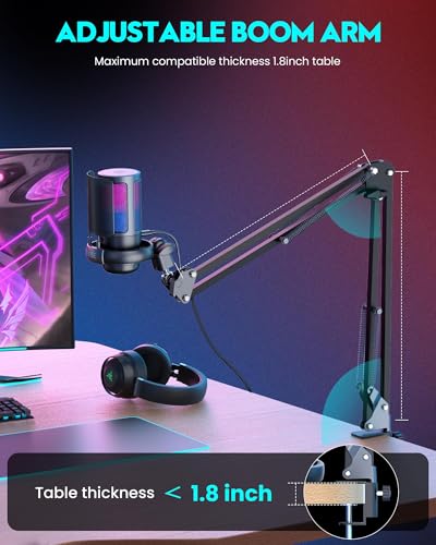 Image of ARVOX AX-M6 RGB USB Professional Condenser Microphone Kit| Quick Mute, 192kHz /24bit with Boom Arm, Pop Filter, Shock Mount, Tripod, for Podcasting, Gaming, Singing | Mac /PC /Mobile /Laptop /PS4 /5