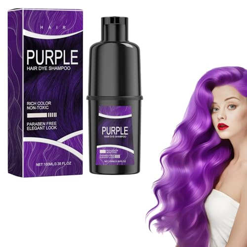 CreMHHate Champú Tinte Cubre Canas 3 en 1, Negro, Colorante para Cabello para Mujer y Hombre, 100ml (Púrpura)
