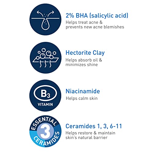 image for CeraVe Acne Treatment Face Wash | Salicylic Acid Cleanser with Purifyi