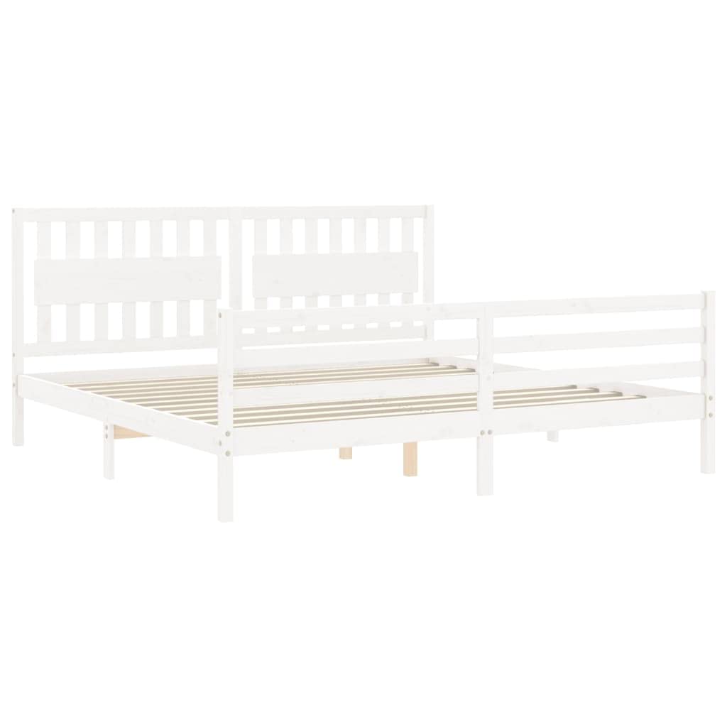 Rantry Bettgestell mit Kopfteil, Massivholz, Weiß, 200 x 200 cm, Lattenrost für Erwachsene, Kinder und Jugendliche, einfache Montage, Typ 20 Betten und Lattenroste