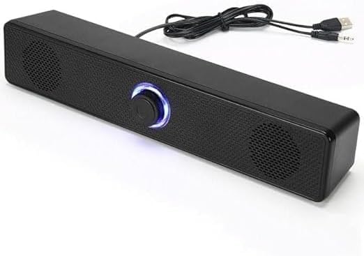 “`html id=”k2065Soundbar” سماعة ساوند بار K2065 سلكية للكمبيوتر بمنفذ 3.5 ملم وUSB – متوافقة مع اللابتوب وسطح المكتب والموبايل، أسود “`