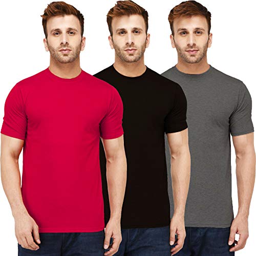 Image of Solid Men Half Sleeve Round Neck T-Shirt (Pack of 3)