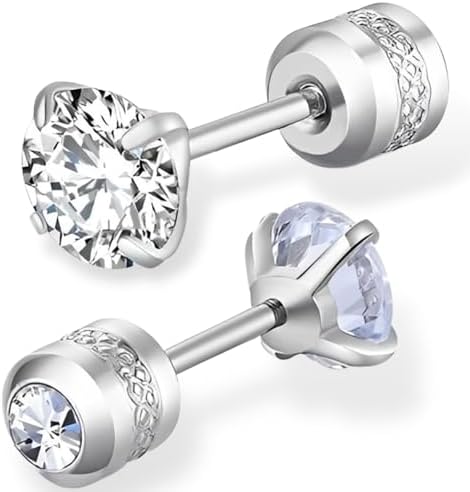 （18:30時点） [swars] ピアス レディース サージカルステンレス 金属アレルギー対応 ネジ式 シンプル 両耳 2個セット (4mm, クリスタル)