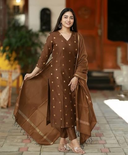 Image of GoSriKi Viscose Printed Kurta for Women | Kurti Set Woman | Kurta with Pant & Dupatta | Straight Ethnic Suit | Indian Outfit Ladies Dress Stylish Traditional Clothing Party Office Fashion Look Style