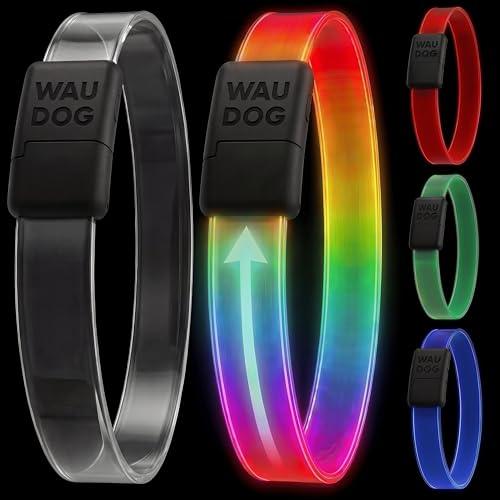 Light Up Dog Collar One-Time Fit Waterproof LED Collar for Safety Night Walking USB Rechargeable Glow in The Dark Suitable for Small Medium Large Dogs