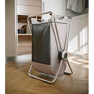 Simplehuman x frame laundry hamper 100 recycled polyester collapsible laundry baskets with easy carry handles heavy gauge steel frame chrome 80l  urban country home decor