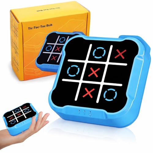 3-in-1 Electronic Tic Tac Toe Toy Noughts and Crosses Game Family Portable Travel Game with Silent Mode Handheld Puzzle Gift with Silent Mode for Kids and Adults