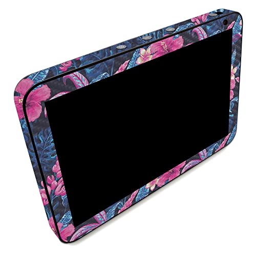 Image of MightySkins Carbon Fiber Skin Compatible with Amazon Echo Show 8 (Gen 2) - Contrast Hibiscus | Protective, Durable Textured Carbon Fiber Finish | Easy to Apply